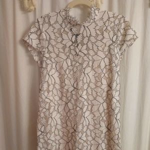 Lace overlay dress with black detail